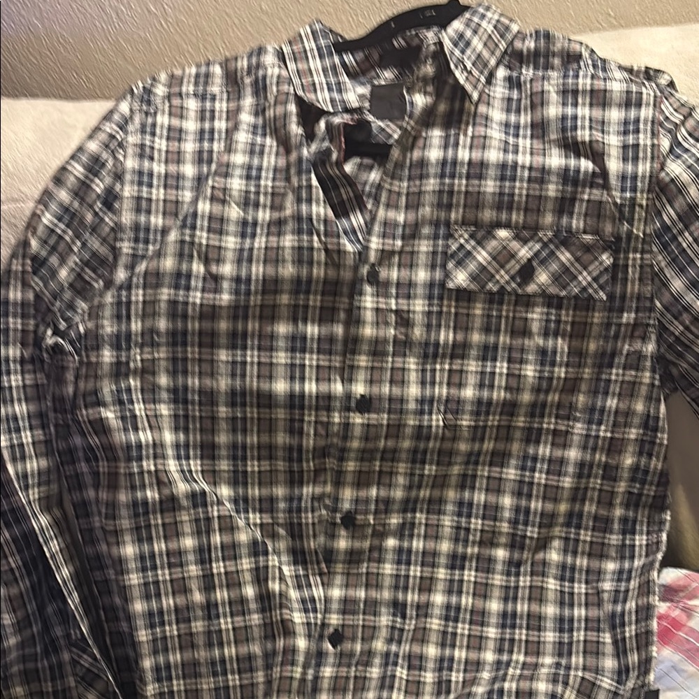 Men's Plaid Shirt - Black and White